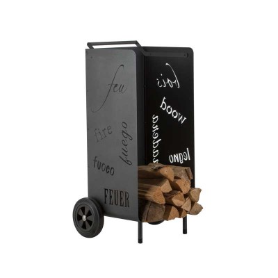 Mobile wooden trolley with font design, graphite gray, 97 cm