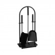 Fireplace set, black, 3-piece, 57 cm