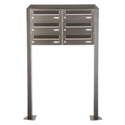 Briefkastenanlage 6er freistehend - Edelstahl